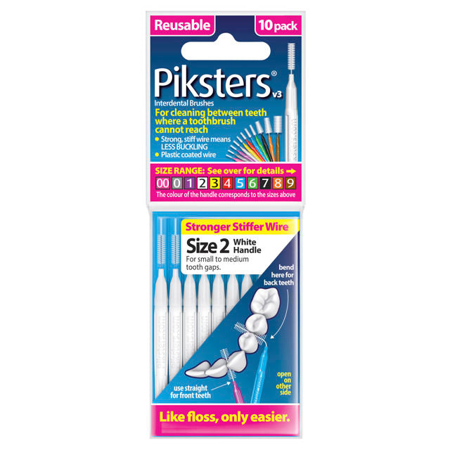 Piksters Interdental Brush Size 2 Pack 10 (White)