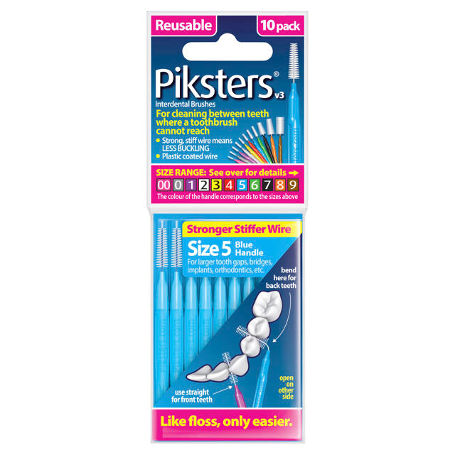 Piksters Interdental Brush Size 5 Pack 10 (Blue)